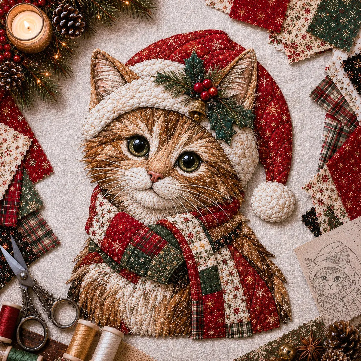 🎅Christmas Patchwork Fabric DIY Decor Kit – Stunning Results, Zero Experience Needed