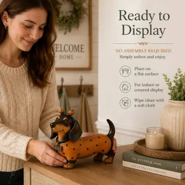 Cute Halloween Dachshund Pumpkin Resin Figurine