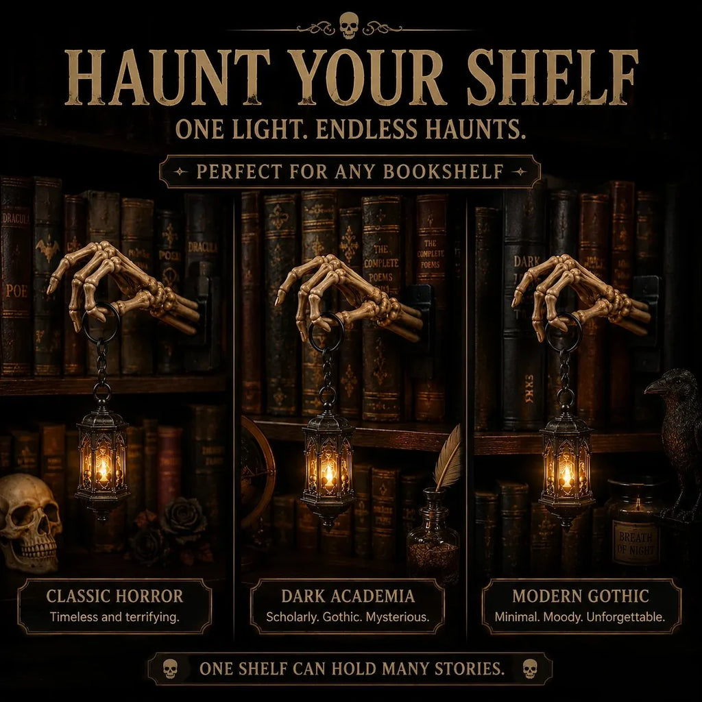 💀 Skeleton Hand Lantern Bookshelf Light