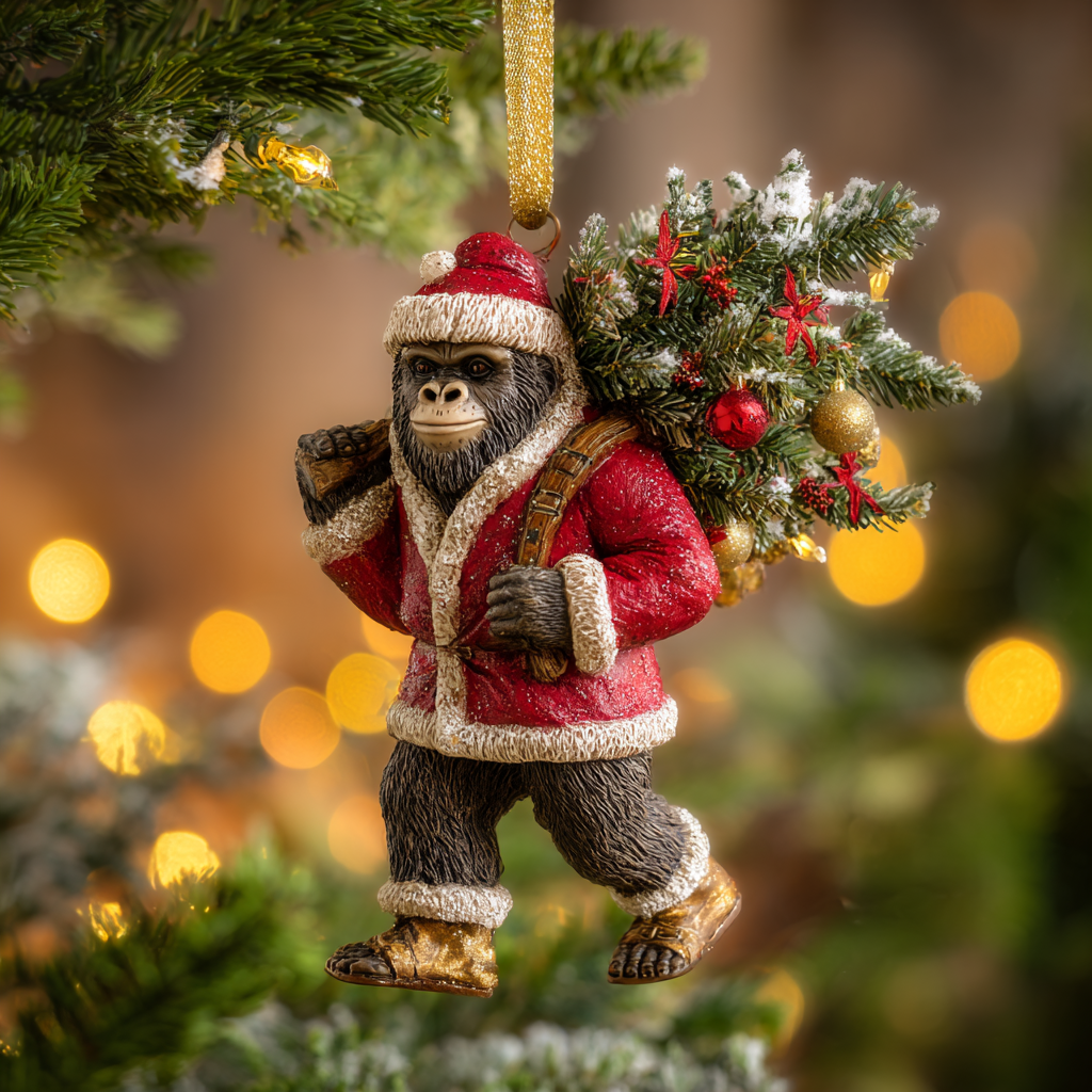🎄👣 Bigfoot Christmas Ornament – Myth Meets Holiday Magic 🌟