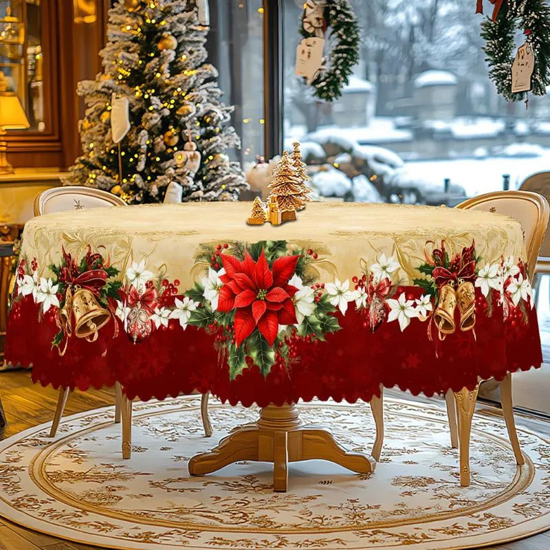 🎄 Jolly Santa & Reindeer Christmas Tablecloth🧼Festive, Family-Ready & Machine Washable! 🎁