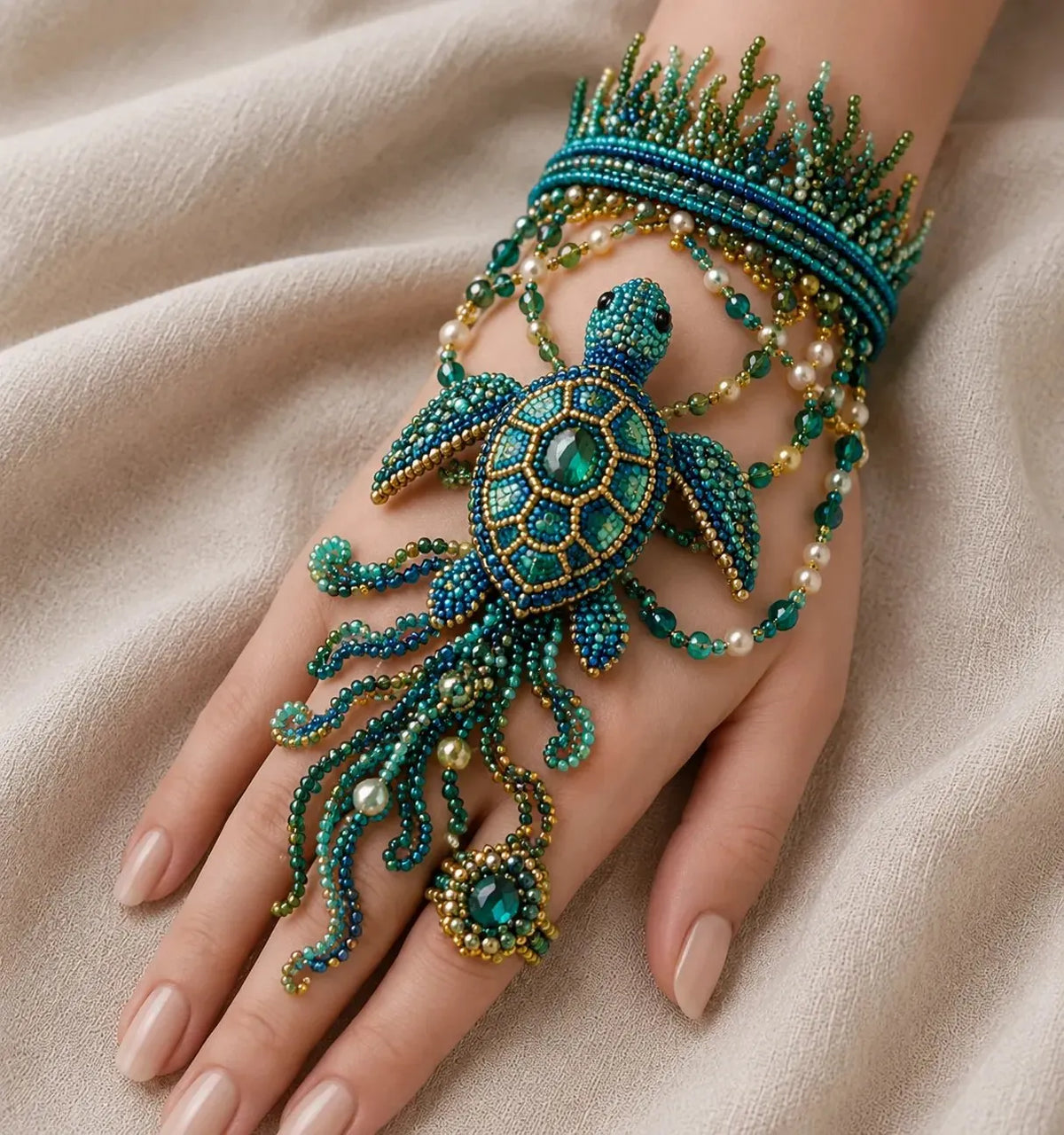 🌊 DIY Ocean Beaded Hand Bracelet Kit
