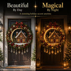 👼 Moonlit Wreath Collection – Lighted Holiday Door Decor 🎄