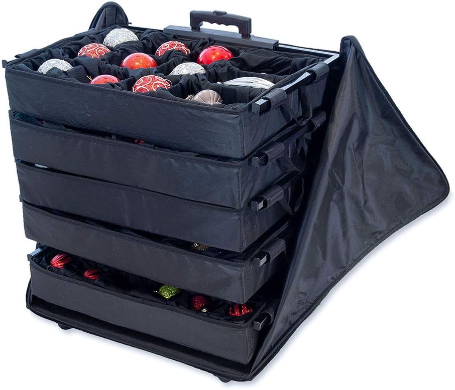 🎄✨ 120-Piece Christmas Ornament Storage Box – 5 Removable Trays & Adjustable Dividers