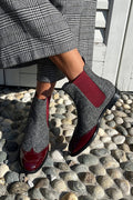 Colorblock Round Toe Pull On Dark Gray Ankle Boots