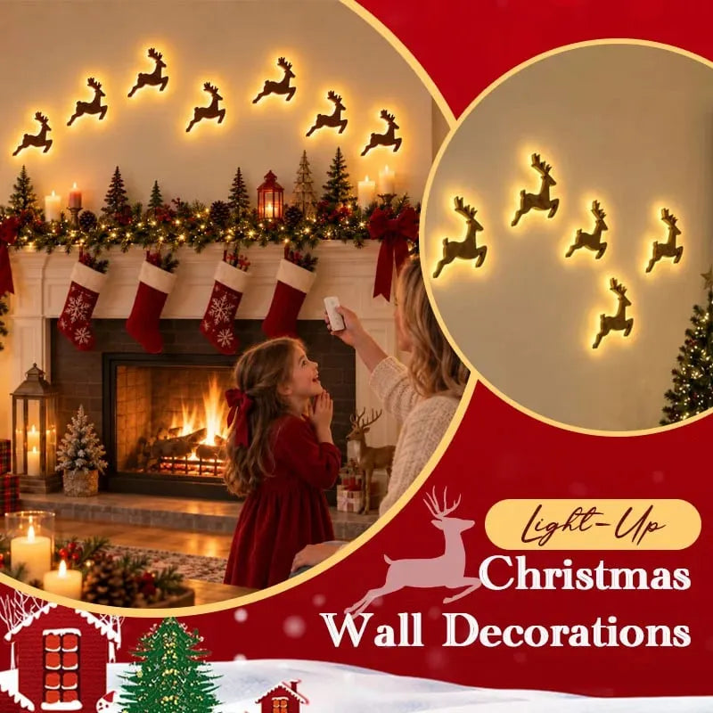 LED Reindeer Wall Decorations - Festive Christmas Lighting