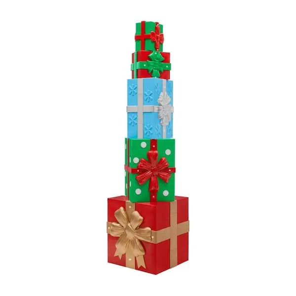 8 ft. Giant-Sized Christmas Gift Box with LED Lights Yard Sculpture