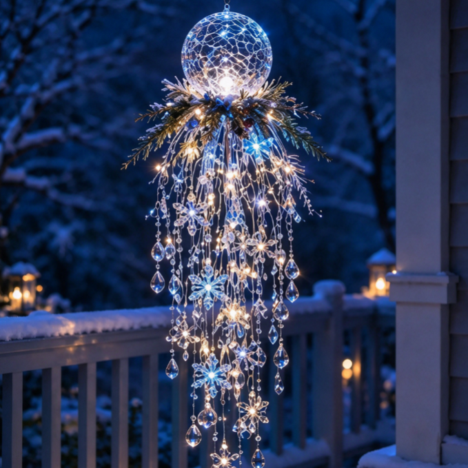 ✨🎅 Pre-lit Crystal Tassel Christmas Porch Decor