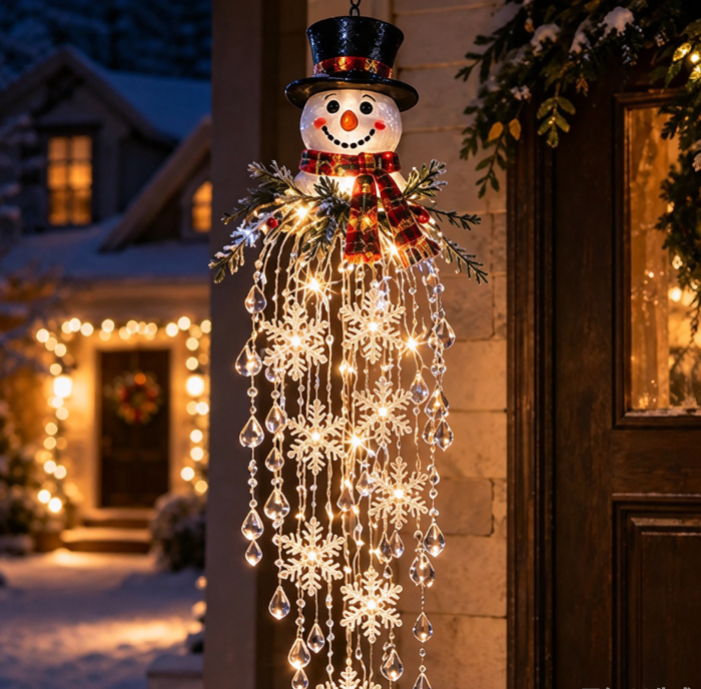 ✨🎅 Pre-lit Crystal Tassel Christmas Porch Decor
