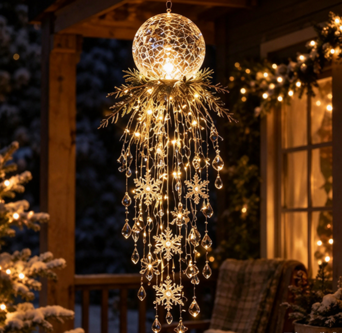 ✨🎅 Pre-lit Crystal Tassel Christmas Porch Decor