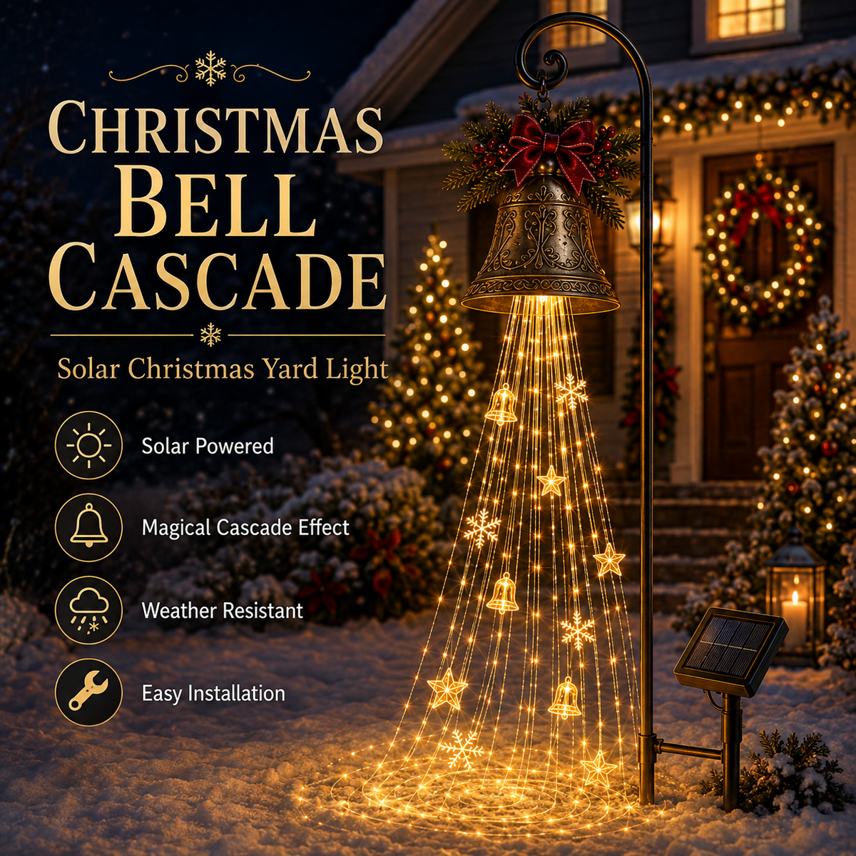 🔥2026 Hot Sale 🎄🔔Solar Christmas Bell Yard Lights