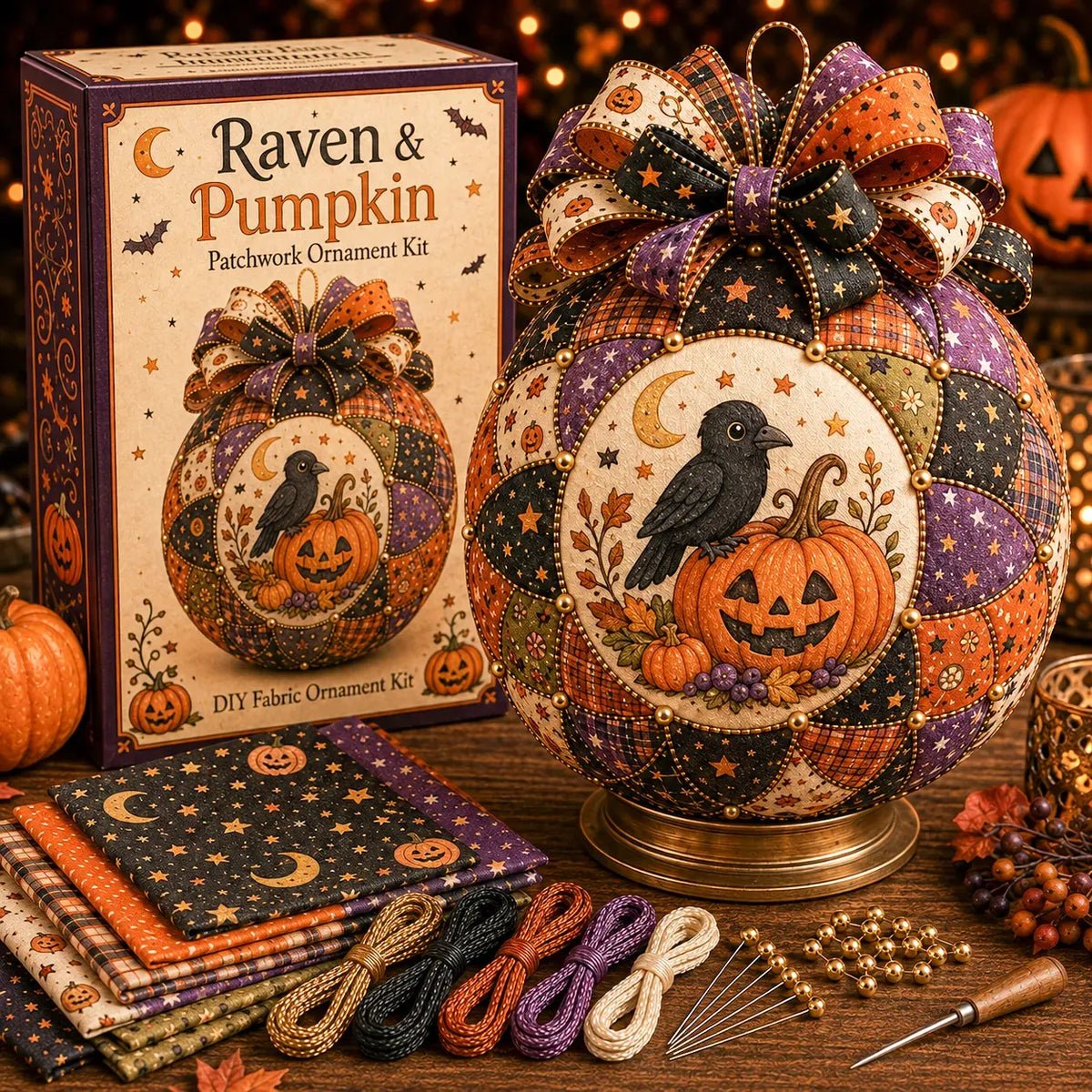 🎃 Beginner-Friendly DIY Halloween Classics Patchwork Ornament Kit Collection