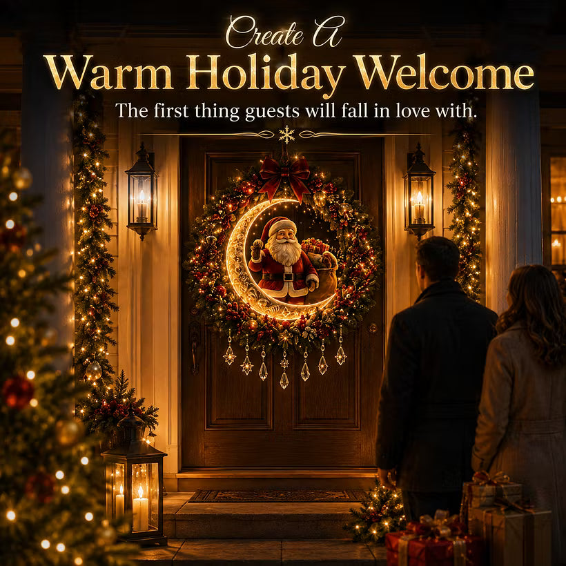 👼 Moonlit Wreath Collection – Lighted Holiday Door Decor 🎄