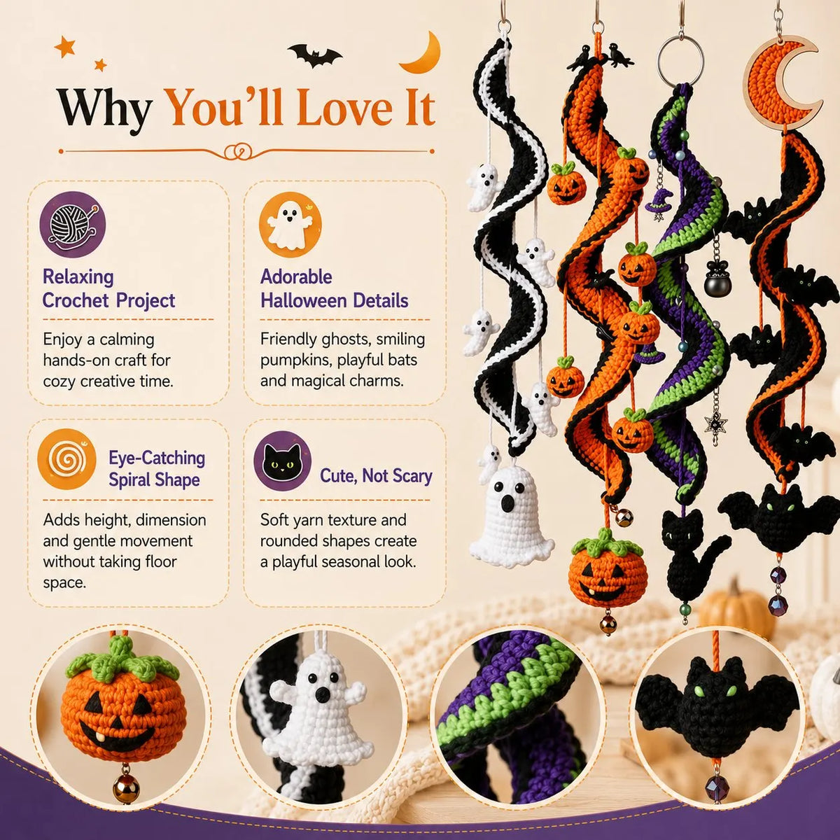 🎃 Enchanted Halloween Crochet Spiral DIY Kit