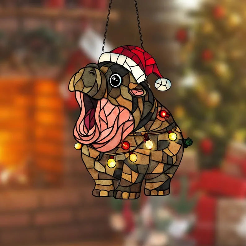 🦛Cute Hippo Moo Deng Window Hanging Christmas Ornament
