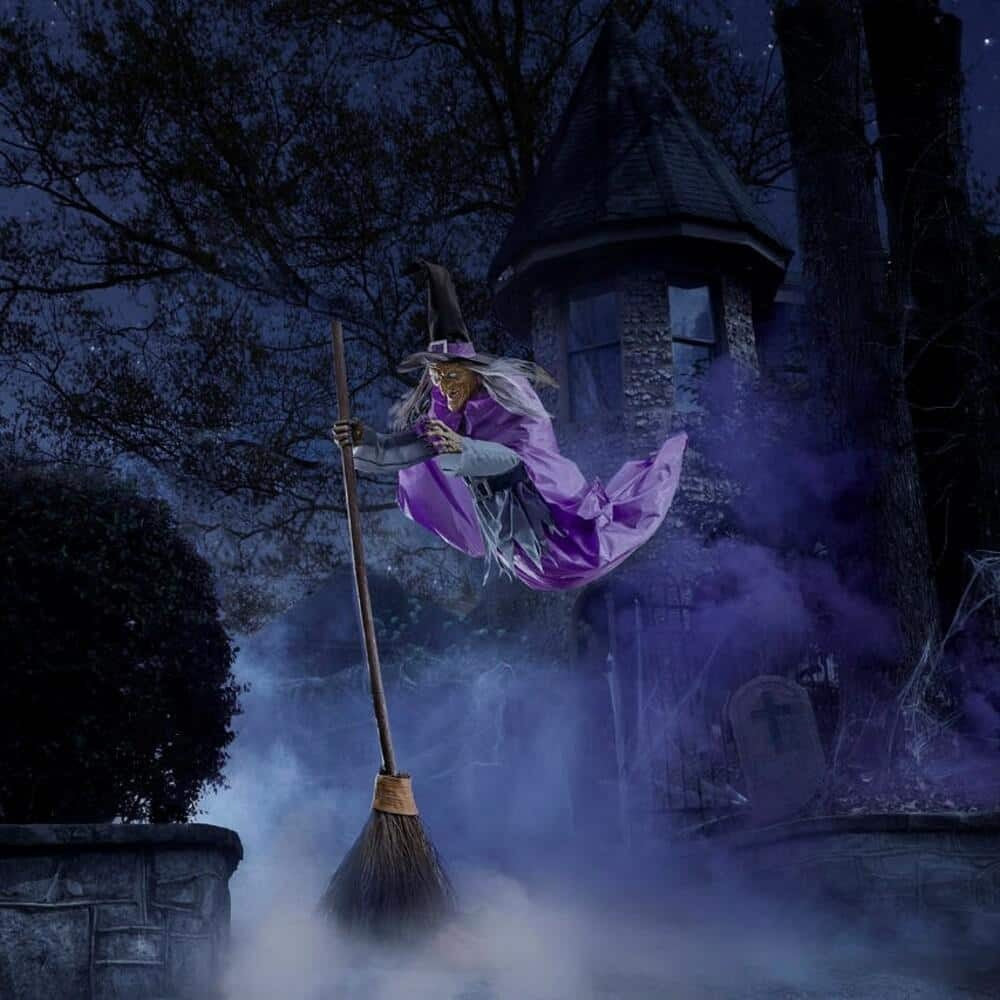 💝Lowest Price✨12 ft. Giant Sized Animated LED Hovering Witch