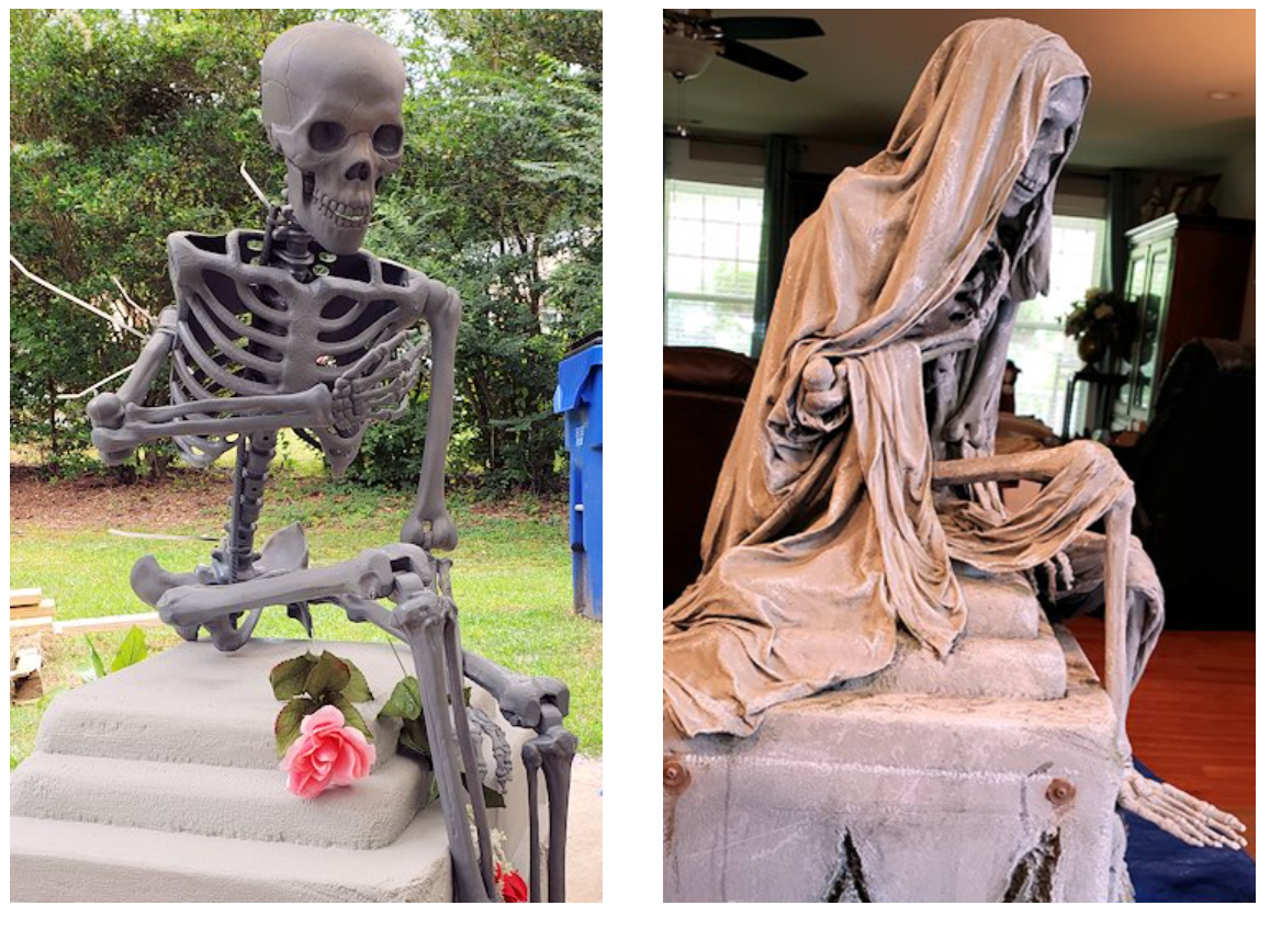 ☠️ Halloween Decoration☠️Robed Skeleton Tombstone