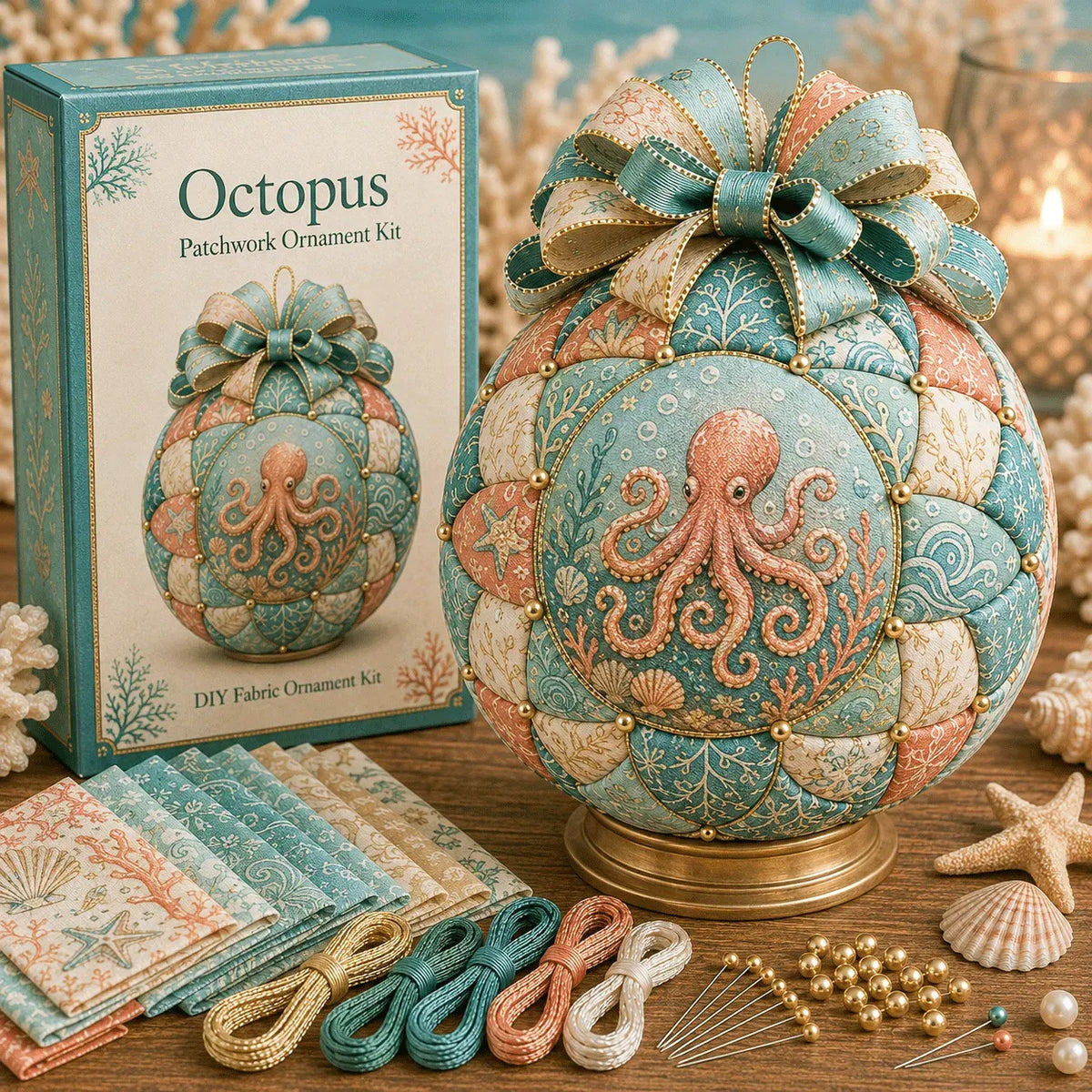 🌊 Beginner-Friendly DIY Ocean Treasures Patchwork Ornament Kit Collection