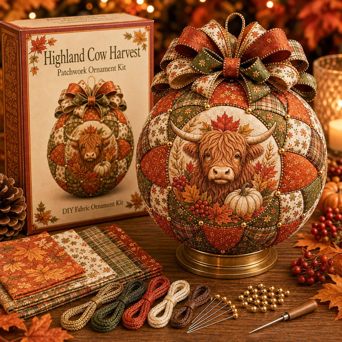 🍂 Beginner-Friendly DIY Autumn Thanksgiving Patchwork Ornament Kit Collection