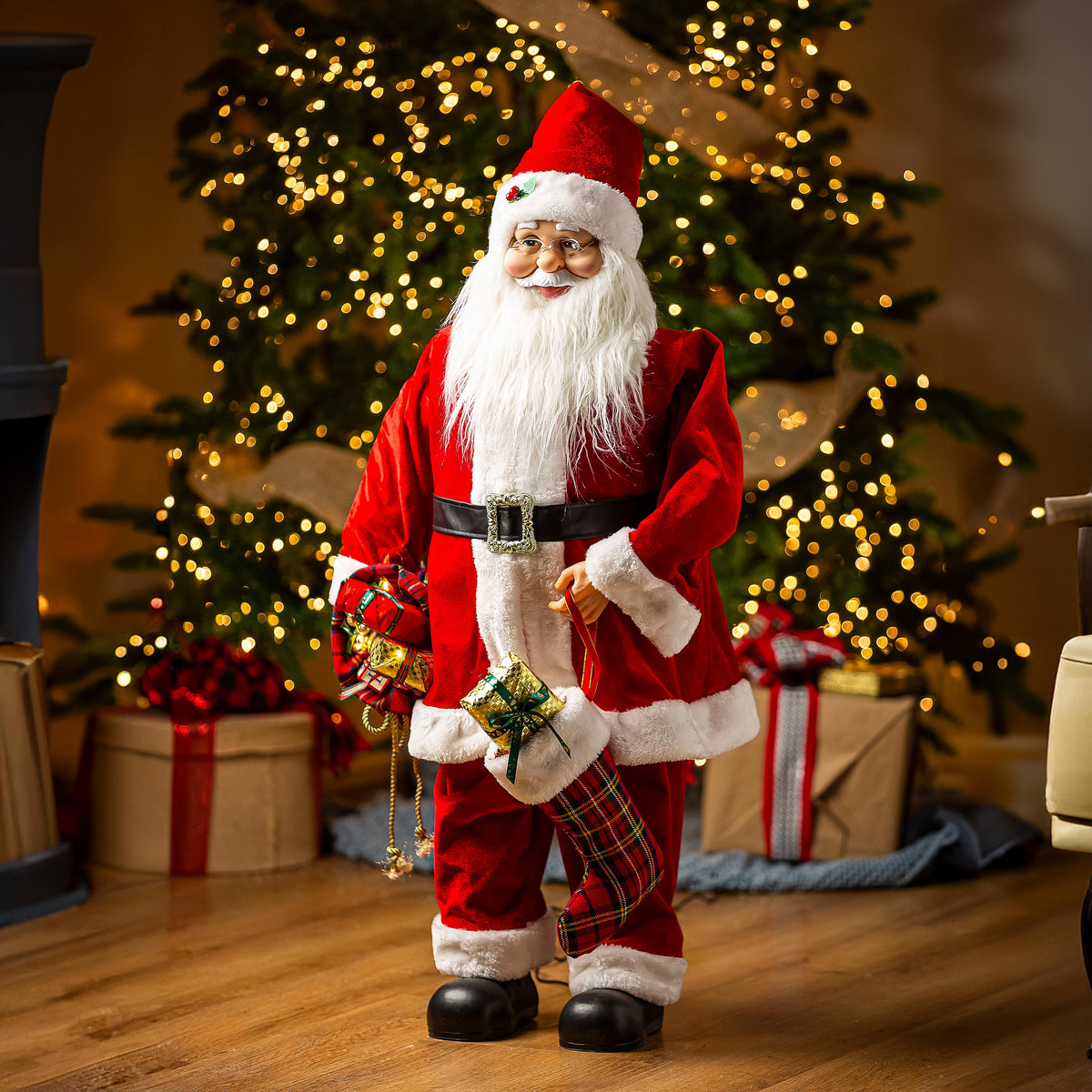 Traditional Santa LED Table Decor Dancing Santa Claus with Music, 39.5"
