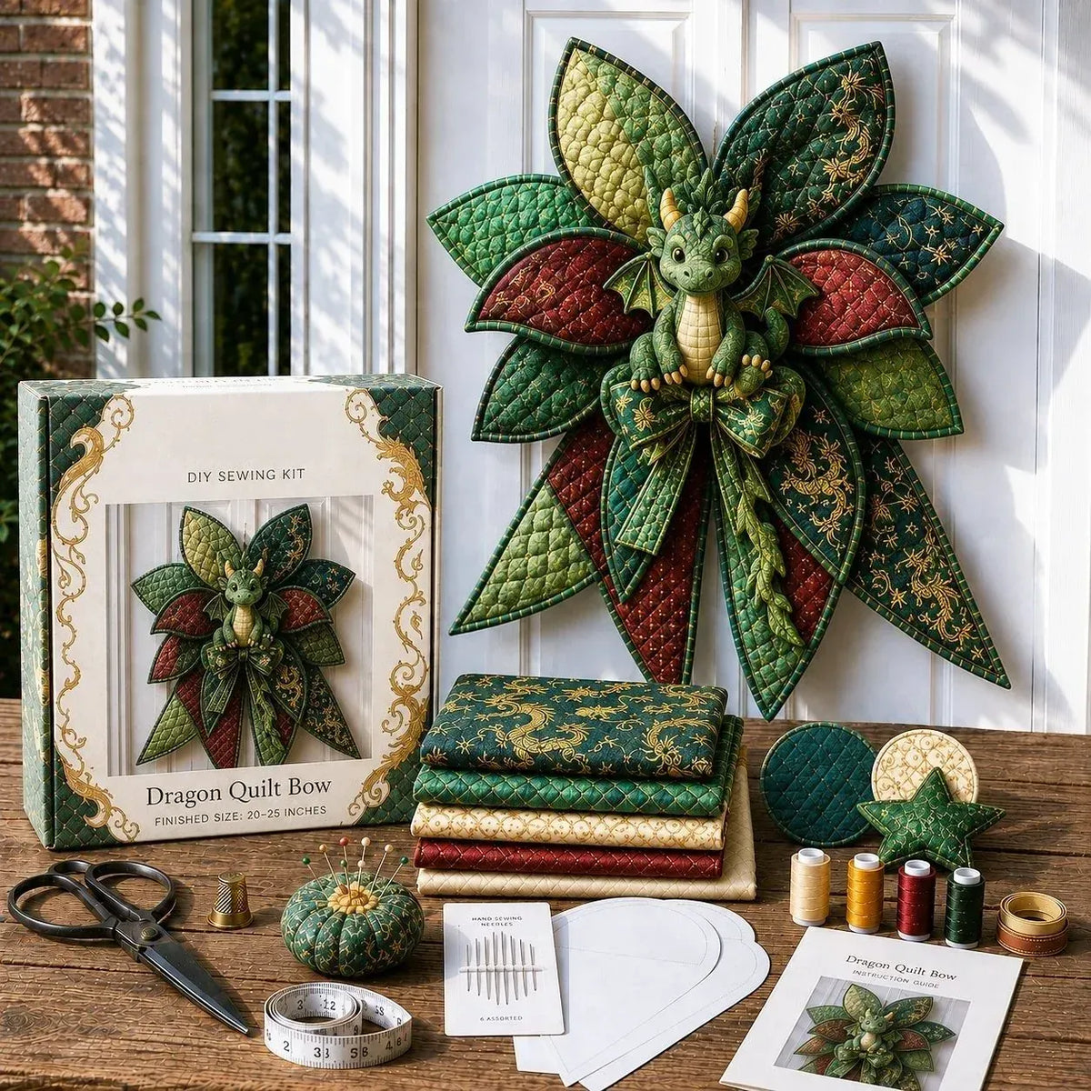🎀 Beginner-Friendly Oversized Quilted Bow Sewing Kit | Coordinated Printed Fabrics, Batting, Pre-Designed Templates & Complete Supplies for a 3D Statement Bow ✨