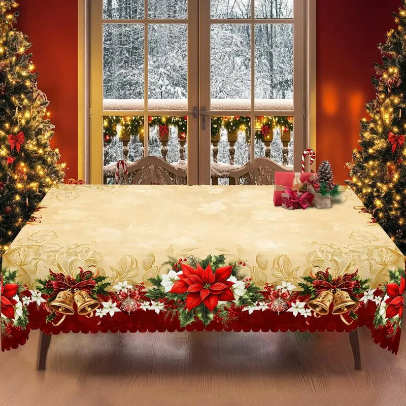 🎄 Jolly Santa & Reindeer Christmas Tablecloth🧼Festive, Family-Ready & Machine Washable! 🎁