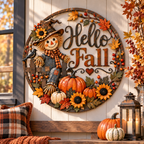 Hello Fall Scarecrow Metal Wall Decor