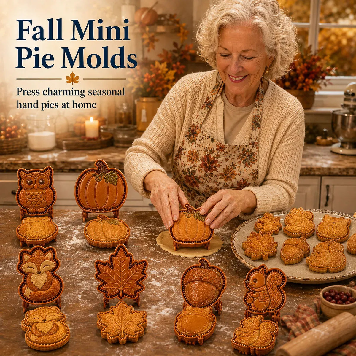 🍂 8-Design Fall Mini Pie Mold Collection