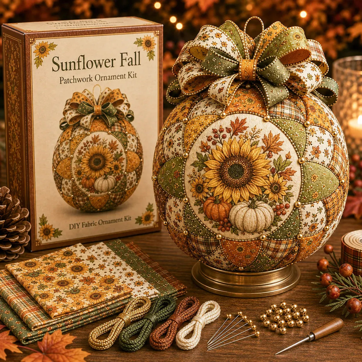 🍂 Beginner-Friendly DIY Autumn Thanksgiving Patchwork Ornament Kit Collection