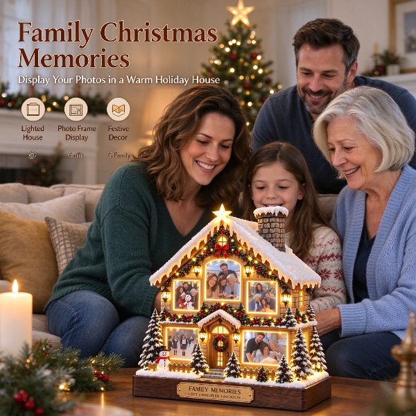🔥 Last Day 49% OFF✨🏠 Lighted Christmas Snow House Photo Holder