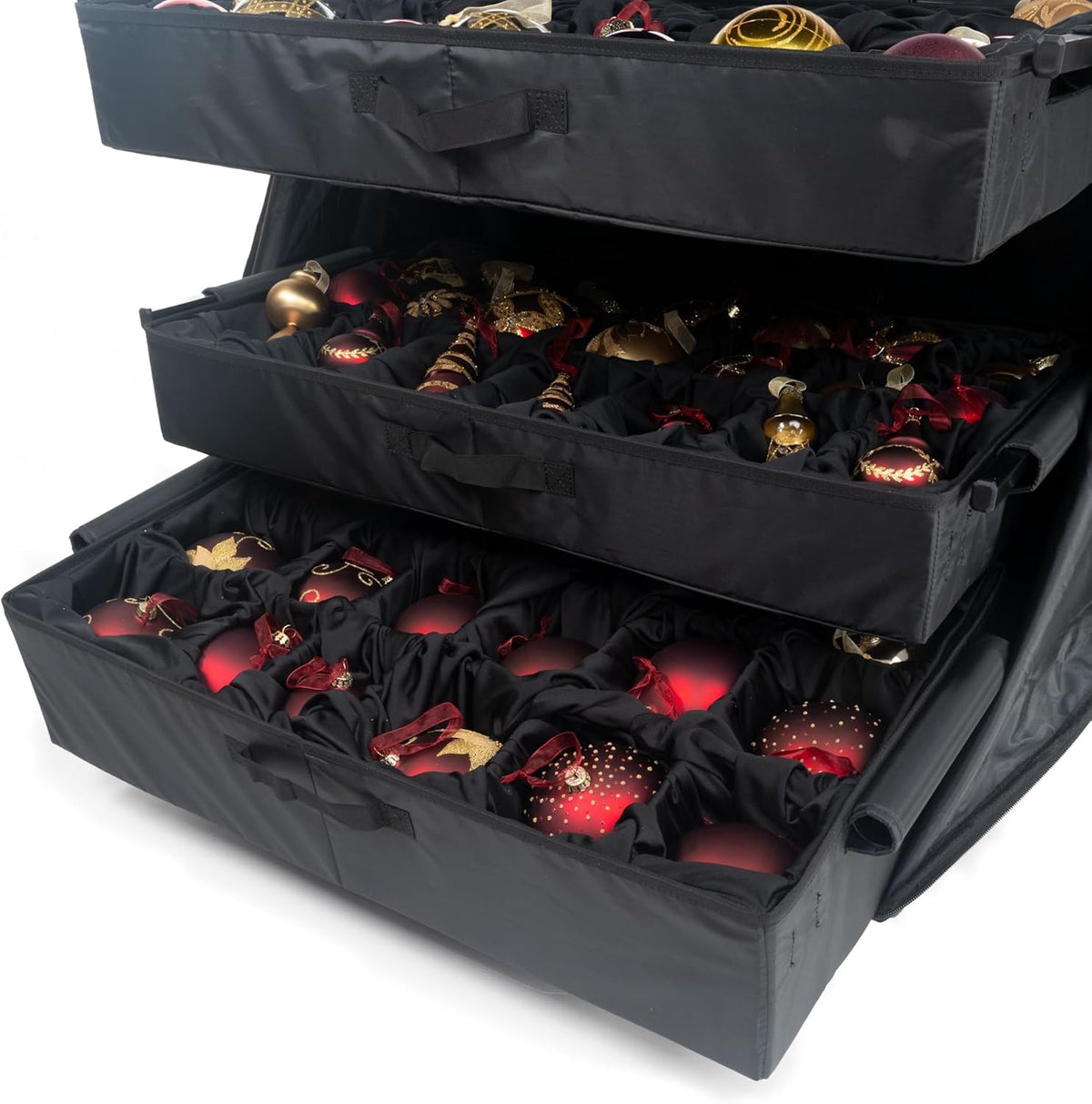 🎄✨ 120-Piece Christmas Ornament Storage Box – 5 Removable Trays & Adjustable Dividers