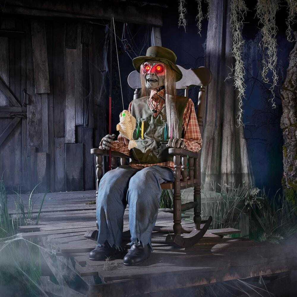 Animated LED Rocking Chair Swamp Fisherman