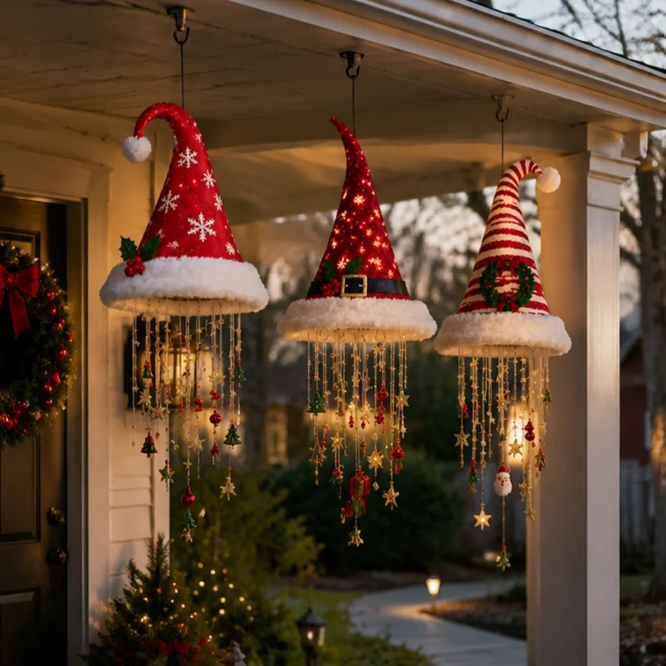 🎅 Lighted Santa Hat Hanging Chandelier