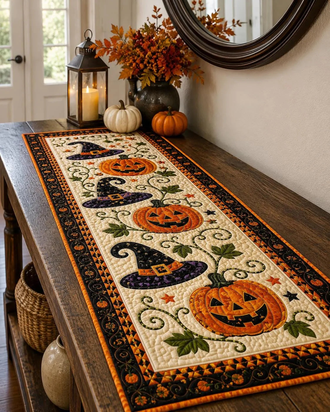 Autumn Spell Quilted Table Runner – Instant Cozy Fall & Halloween Vibe