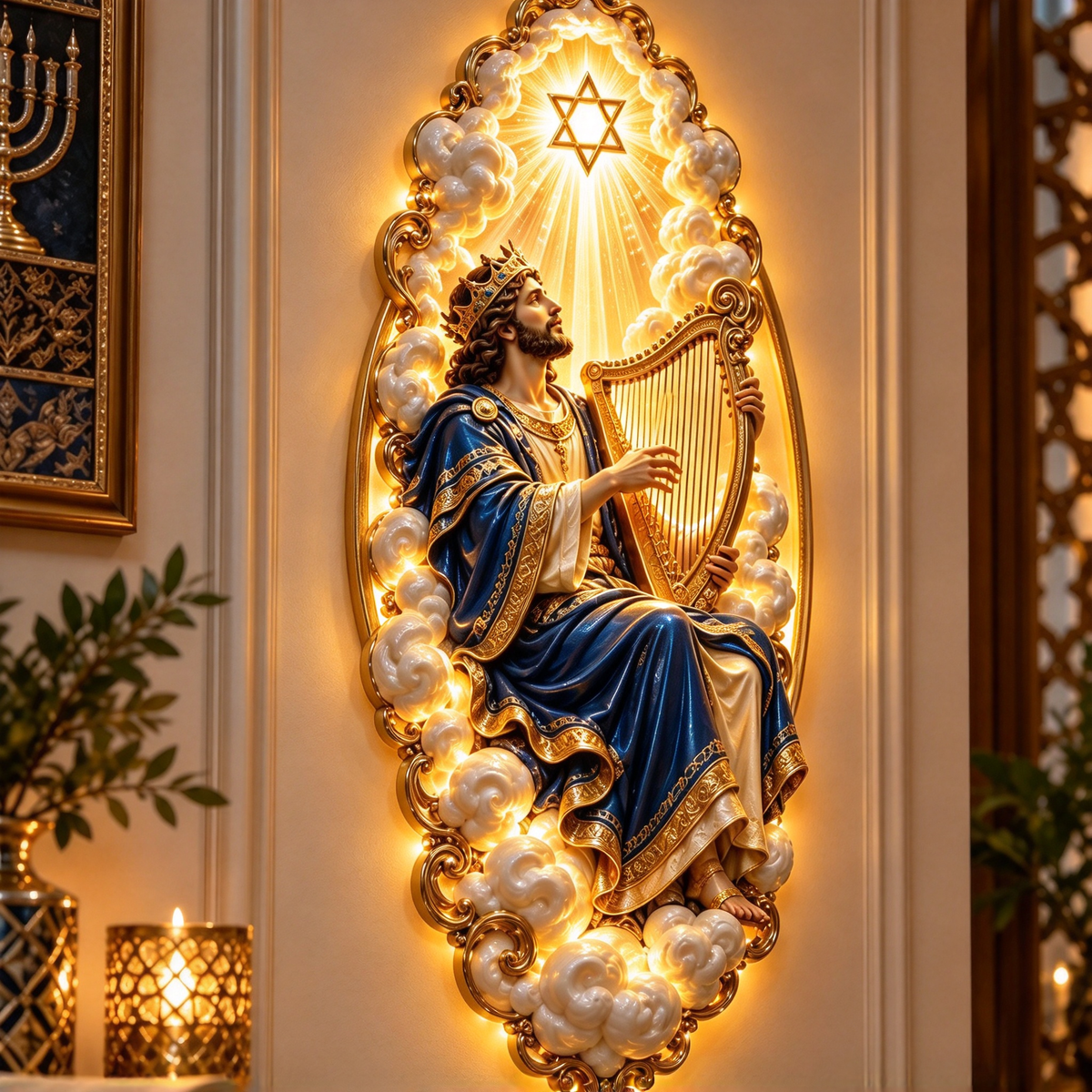 ✡️ Jewish Heritage Illuminated Wall Art – 3 Sacred Designs ✨