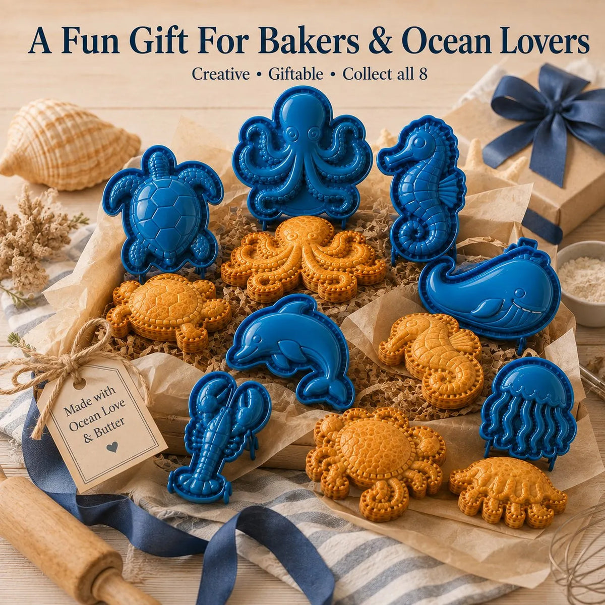 🌊 8-Design Ocean Filled Pie Press Collection