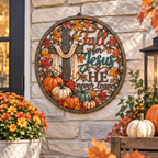 Fall for Jesus Christian Cross Metal Wall Decor