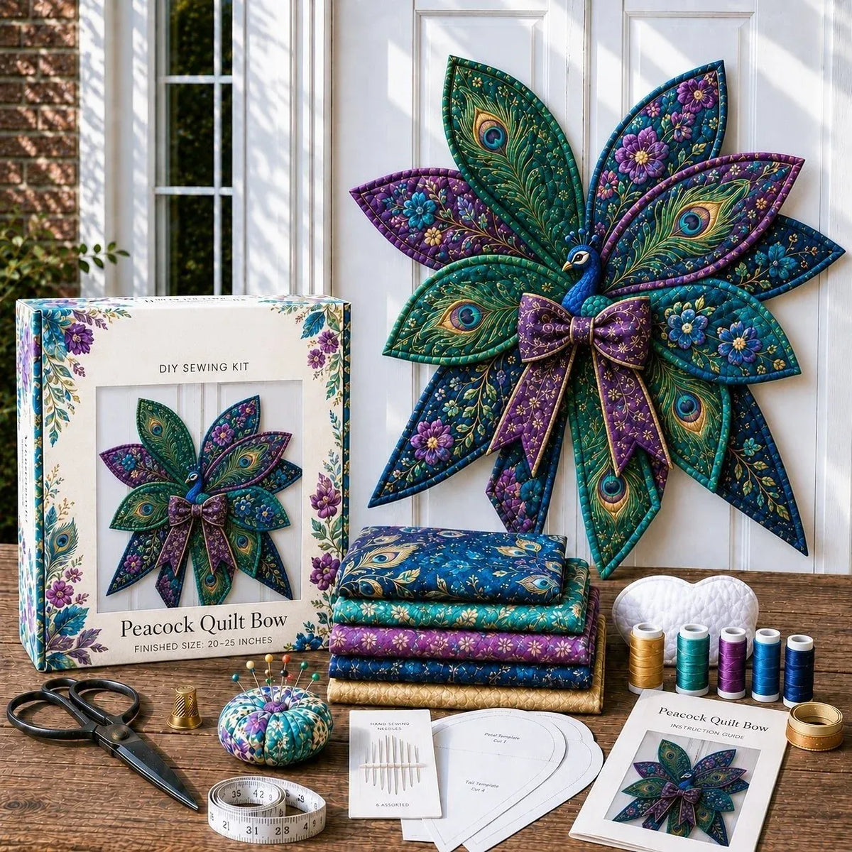 🎀 Beginner-Friendly Oversized Quilted Bow Sewing Kit | Coordinated Printed Fabrics, Batting, Pre-Designed Templates & Complete Supplies for a 3D Statement Bow ✨
