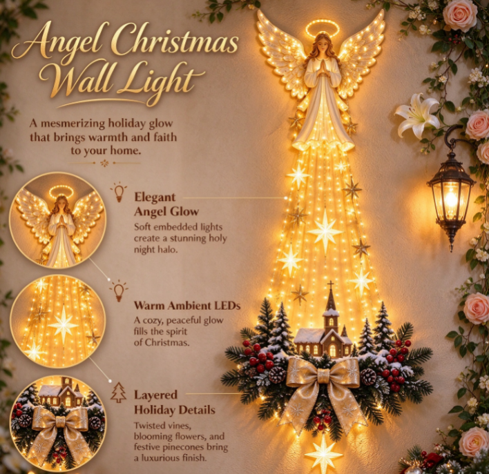 🔥 Last Day! 49% OFF🔥 👼✨ Angel Christmas LED Waterfall Wall Decor✨