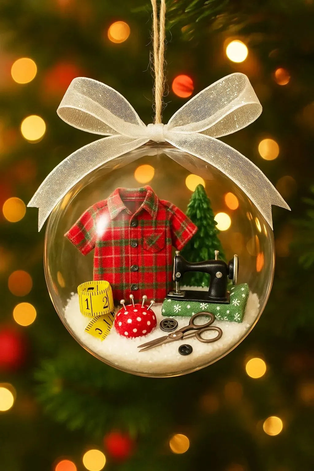 Holiday Sewing Snow Globe Ornament(The actual product is consistent with the picture)