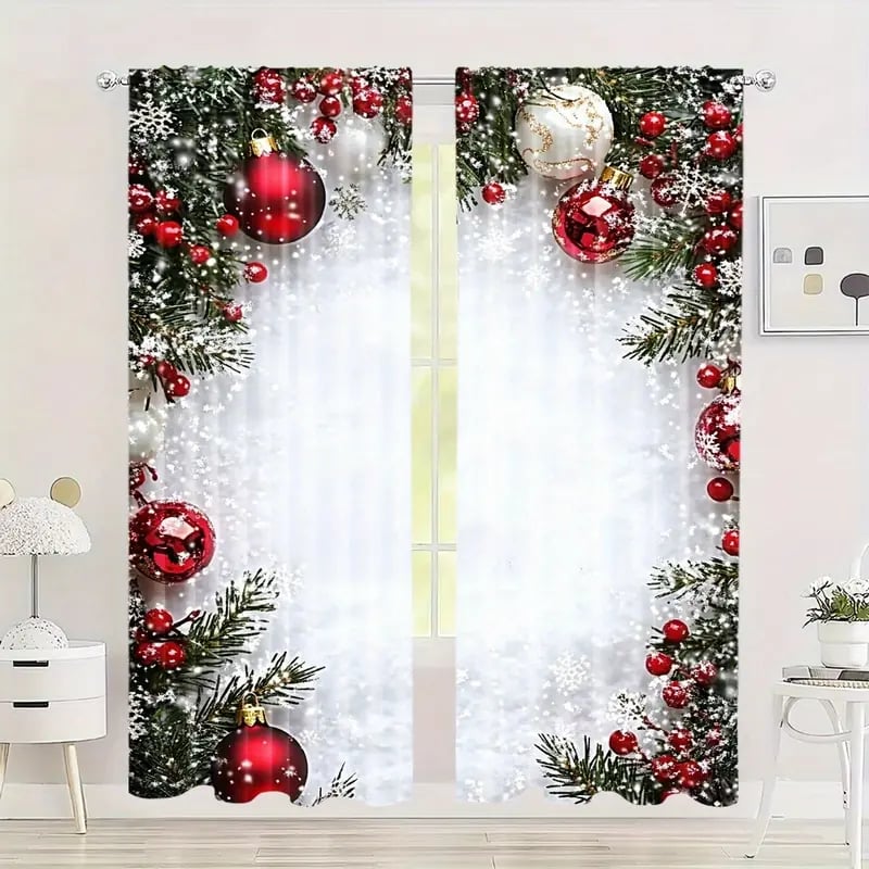 Christmas ball holiday printed curtains