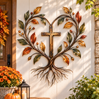 Cross Tree of Life Fall Metal Wall Decor