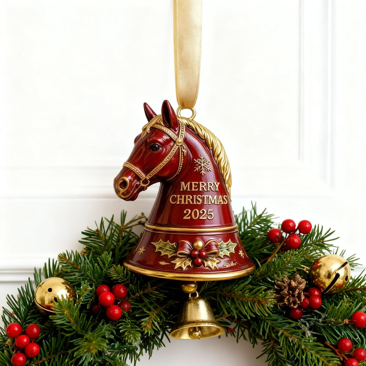 🐎Handmade Horse Bell Ornament – Merry Christmas 2025🎄