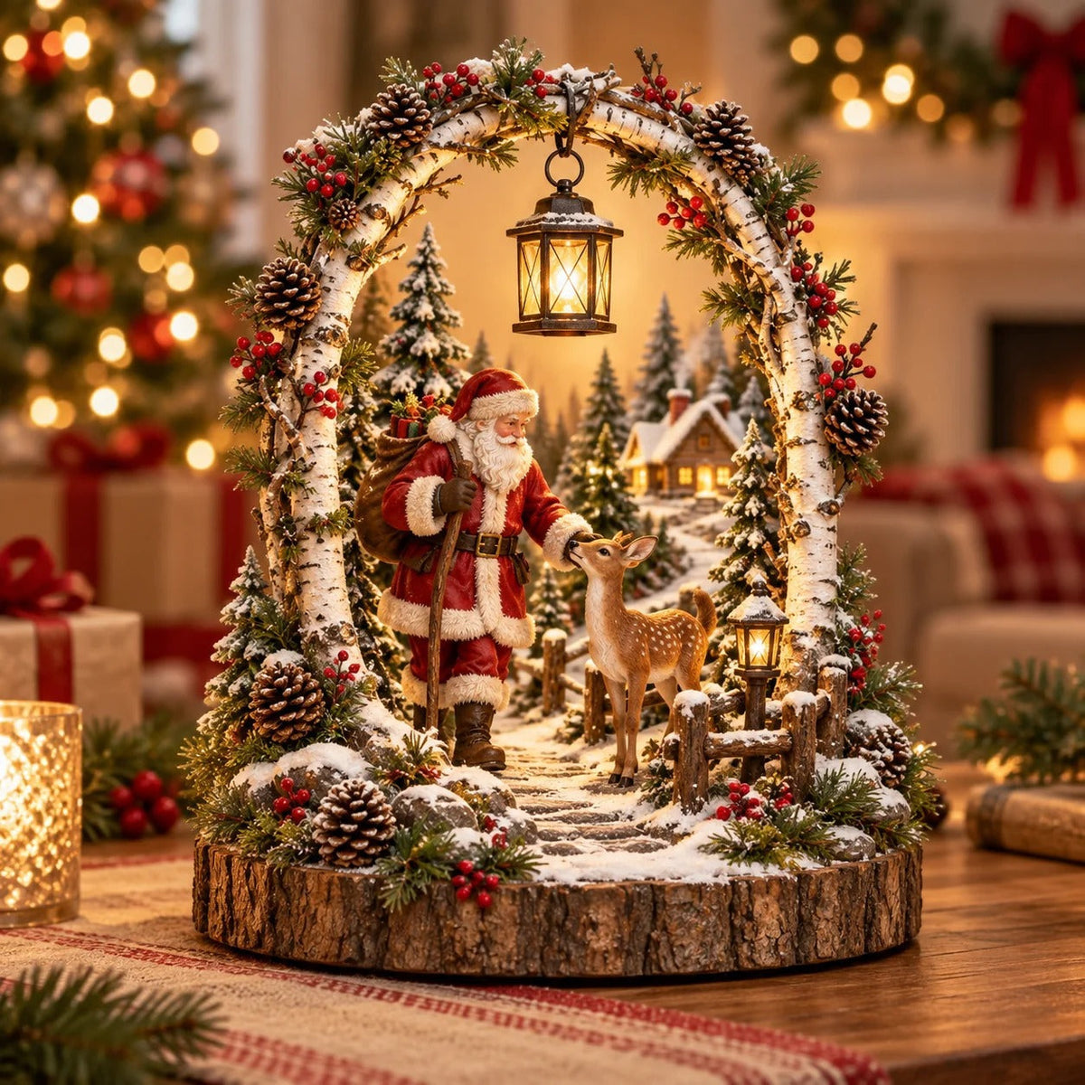 Birch Arch Christmas Lantern Decor