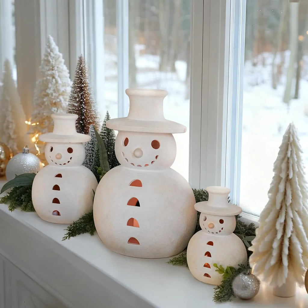 ⛄ Handmade Terracotta Snowman Figurines