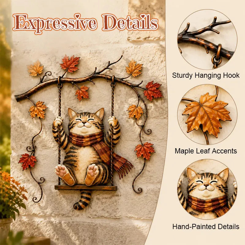 🍁Autumn Cat Metal Wall Decor🐱