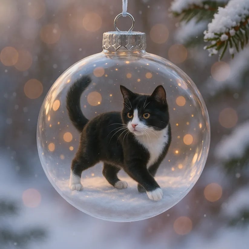 Cute Cat Christmas Glass Ornaments Collection