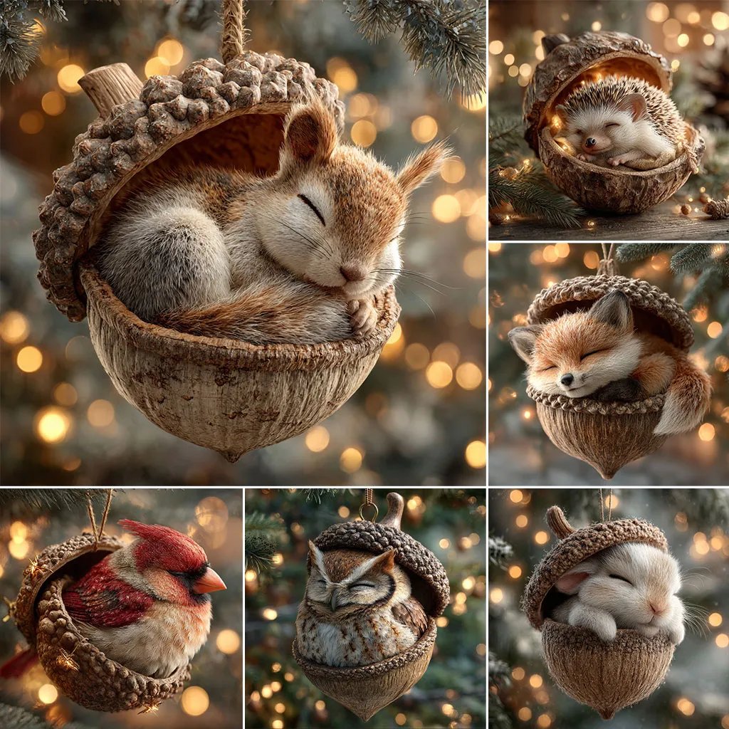 ❤️2D Forest Animal Acorn Ornaments