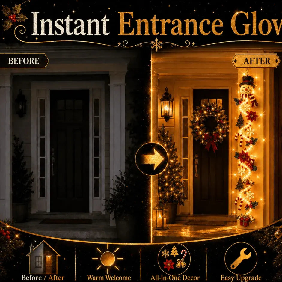 Glowing Christmas Door Hanger | 6 Festive Lighted Designs with Warm Glow, Dimensional Details & Space-Saving Vertical Décor ✨