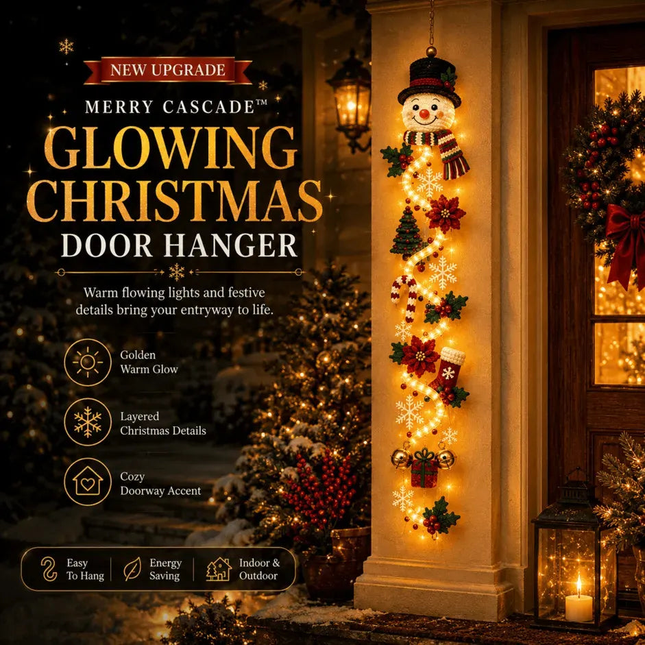 Glowing Christmas Door Hanger | 6 Festive Lighted Designs with Warm Glow, Dimensional Details & Space-Saving Vertical Décor ✨